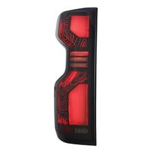 Load image into Gallery viewer, AlphaRex Silverado TOPO-ETCH LUXX LED Tail Lights - Black Smoke - 620058 product view 4