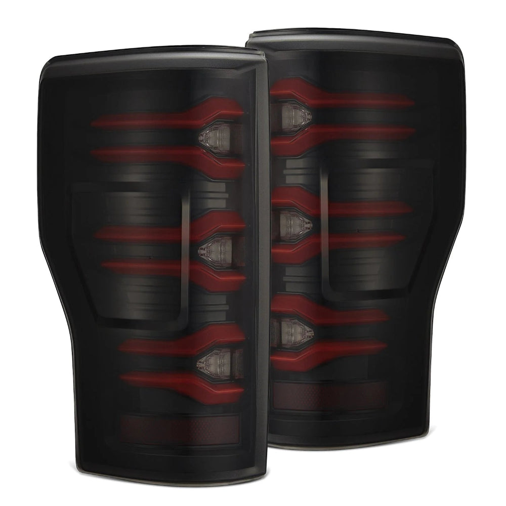 AlphaRex 17-19 Ford F150/F250/F350 LUXX LED Taillights - Black-Red - AlphaRex 659092