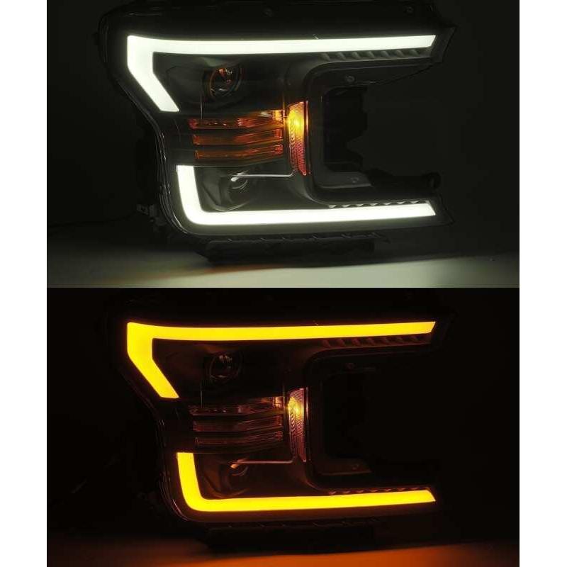 AlphaRex 18-20 Ford F-150 LUXX LED Proj Headlights Plank Style Chrome w/Activ Light/DRL - AlphaRex 880175