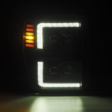 Load image into Gallery viewer, AlphaRex Ford Super Duty NOVA-Series headlight with DRL and sequential turn signal illuminated together