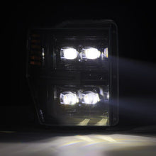 Load image into Gallery viewer, AlphaRex Ford Super Duty NOVA-Series headlight with projector beam illuminated, front view