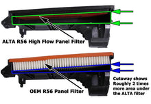 Load image into Gallery viewer, Drop-in replacement showing increased volume in OEM intake box