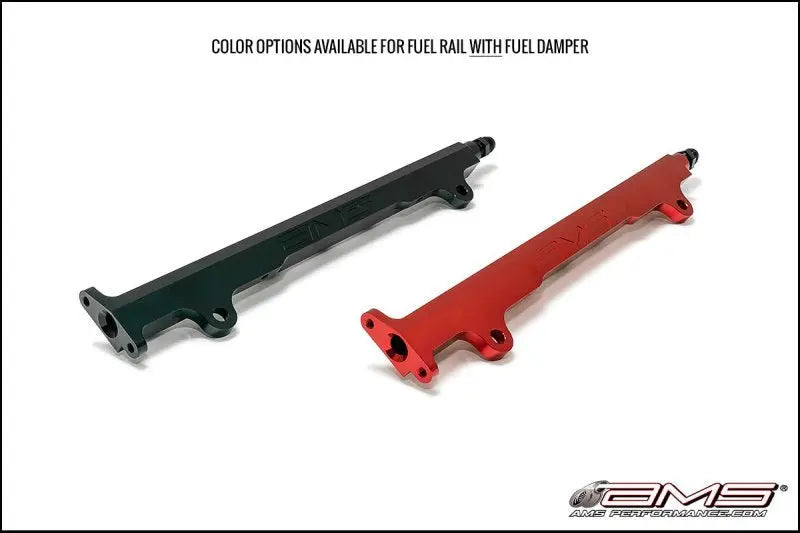 AMS Performance 08-15 Mitsubishi EVO X CNC Machined Aluminum Fuel Rail w/Pulsation Dampener - Black - Black Ops Auto Works