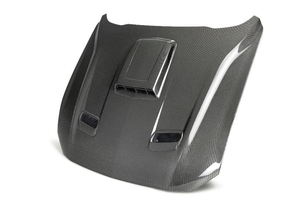 Anderson Composites Mustang Mach 1 Type-SK carbon fiber hood front view