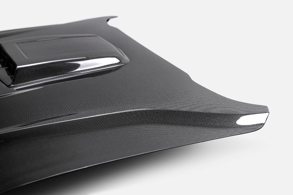Rear view of Anderson Composites Mustang Mach 1 Type-SK hood vent openings