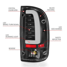 Load image into Gallery viewer, ANZO 311353 driver-side LED tail light for 1995-2000 Toyota Tacoma with labeled lens, brake, turn signal, side marker, running light, and reflector features
