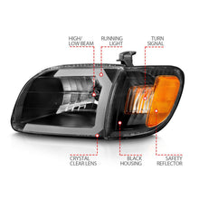 Load image into Gallery viewer, ANZO 00-04 Toyota Tundra (Fits Reg/Acc Cab Only) Crystal Headlights w/Light Bar Black w/Corner Light ANZO ANZ111579