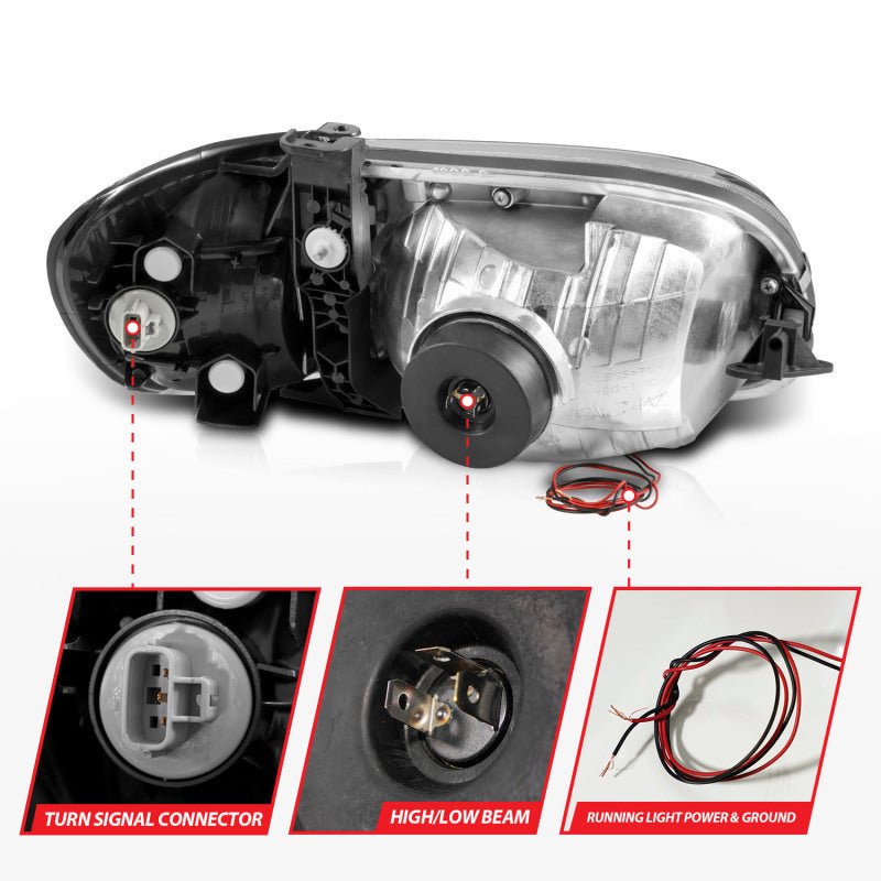 ANZO 00-04 Toyota Tundra (Fits Reg/Acc Cab Only) Crystal Headlights w/Light Bar Black w/Corner Light ANZO ANZ111579