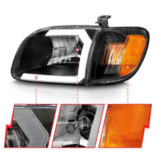 Load image into Gallery viewer, ANZO 00-04 Toyota Tundra (Fits Reg/Acc Cab Only) Crystal Headlights w/Light Bar Black w/Corner Light - Black Ops Auto Works