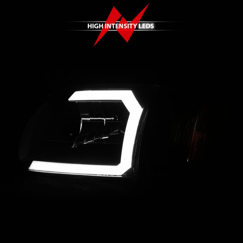 ANZO 00-04 Toyota Tundra (Fits Reg/Acc Cab Only) Crystal Headlights w/Light Bar Black w/Corner Light - Black Ops Auto Works