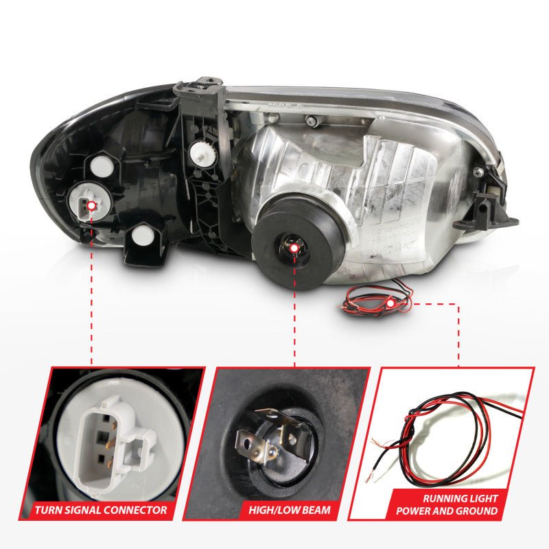 ANZO 00-04 Toyota Tundra (Reg/Acc Cab Only) Crystal Headlights w/Lgt Bar Chrome w/Corner Lights 2pc ANZO ANZ111580