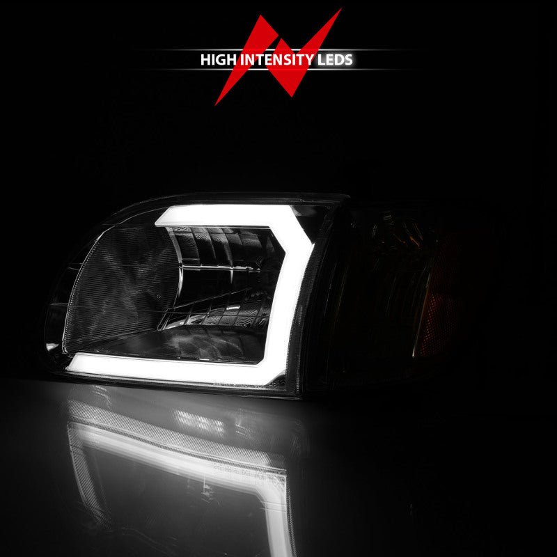 ANZO 00-04 Toyota Tundra (Reg/Acc Cab Only) Crystal Headlights w/Lgt Bar Chrome w/Corner Lights 2pc ANZO ANZ111580