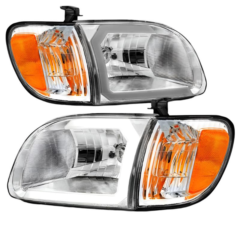 ANZO 00-04 Toyota Tundra (Reg/Acc Cab Only) Crystal Headlights w/Lgt Bar Chrome w/Corner Lights 2pc ANZO ANZ111580