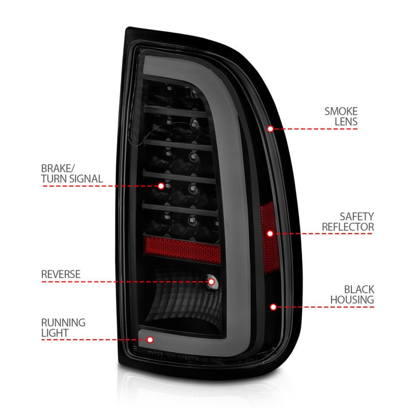 ANZO 00-06 Toyota Tundra (Std. Bed/Reg Cab) LED Taillights w/Light Bar Black Housing Smoke Lens ANZO ANZ311412