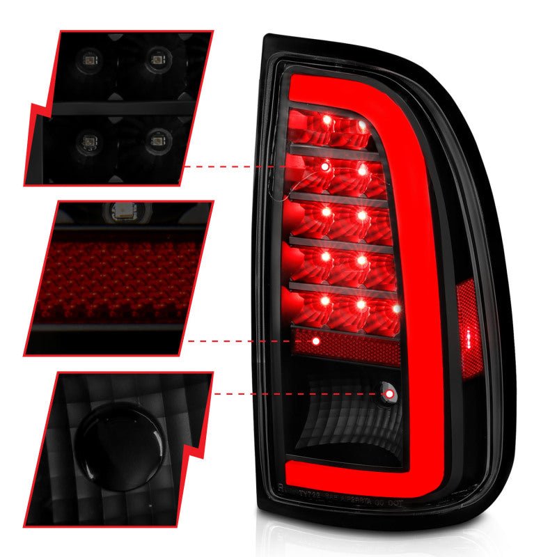ANZO 00-06 Toyota Tundra (Std. Bed/Reg Cab) LED Taillights w/Light Bar Black Housing Smoke Lens - Black Ops Auto Works