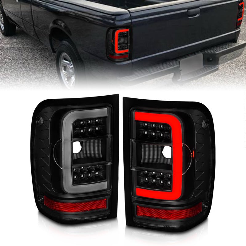 ANZO 01-11 Ford Ranger LED Taillights - Black Housing w/ Smoke Lens & Light Bar ANZO ANZ311391