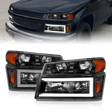 Load image into Gallery viewer, ANZO 04-12 GM Colorado/Canyon/I-Series Crystal Headlights - w/ Light Bar Black Housing 4pcs ANZO ANZ111558