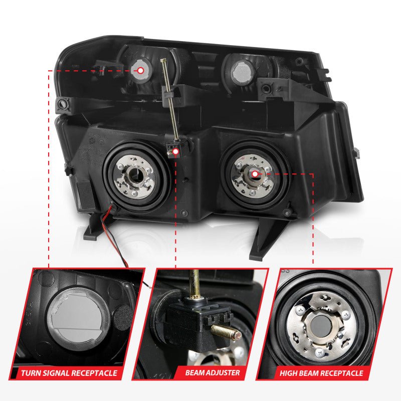 ANZO 04-12 GM Colorado/Canyon/I-Series Crystal Headlights - w/ Light Bar Black Housing 4pcs ANZO ANZ111558