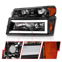 Load image into Gallery viewer, ANZO 04-12 GM Colorado/Canyon/I-Series Crystal Headlights - w/ Light Bar Black Housing 4pcs ANZO ANZ111558