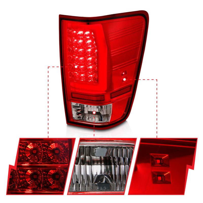 Anzo 04-15 Nissan Titan Full LED Tailights Chrome Housing Red/Clear Lens - Black Ops Auto Works
