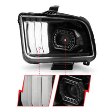 Load image into Gallery viewer, ANZO 05-09 Ford Mustang (w/Factory Halogen HL Only) Projector Headlights w/Light Bar Black Housing ANZO ANZ121566