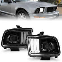 Load image into Gallery viewer, ANZO 05-09 Ford Mustang (w/Factory Halogen HL Only) Projector Headlights w/Light Bar Black Housing - Black Ops Auto Works
