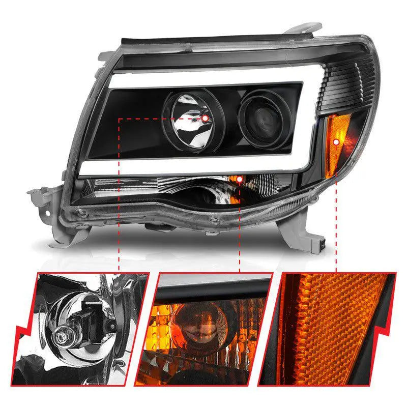 ANZO 05-09 Toyota Tacoma Projector Light Bar Style Headlights w/ C Light Bar ANZO ANZ111517