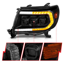 Load image into Gallery viewer, ANZO 05-11 Toyota Tacoma Full LED Proj Headlights White DRL/Init/SeqSig Black - Pair ANZO ANZ111640A