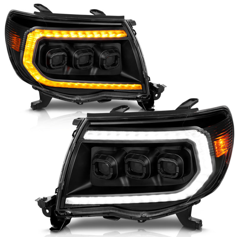 ANZO 05-11 Toyota Tacoma Full LED Proj Headlights White DRL/Init/SeqSig Black - Pair ANZO ANZ111640A