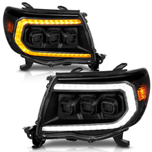 Load image into Gallery viewer, ANZO 05-11 Toyota Tacoma Full LED Proj Headlights White DRL/Init/SeqSig Black - Pair ANZO ANZ111640A