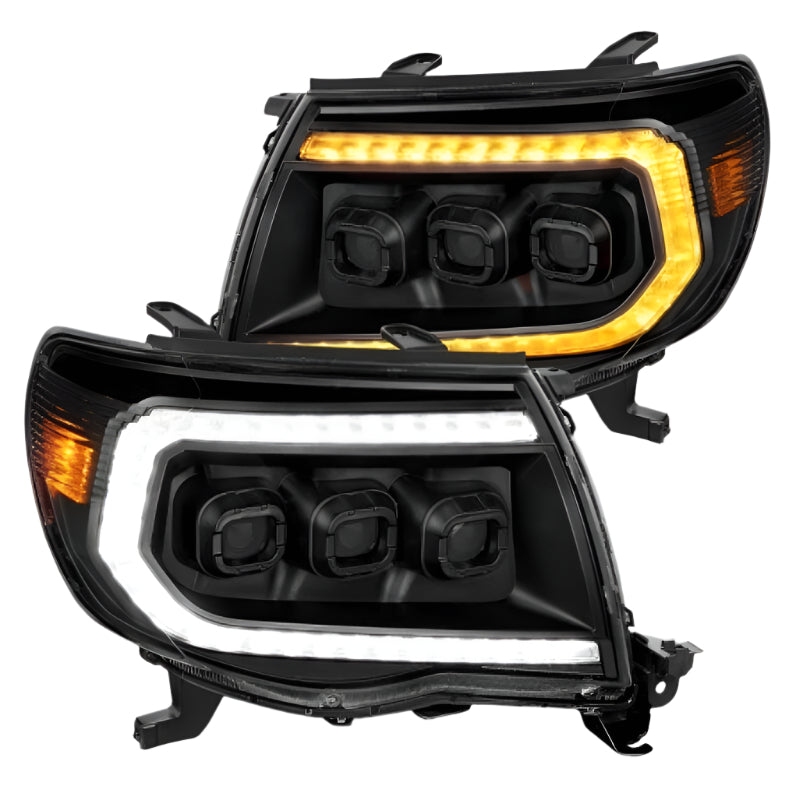ANZO 05-11 Toyota Tacoma Full LED Proj Headlights White DRL/Init/SeqSig Black - Pair ANZO ANZ111640A