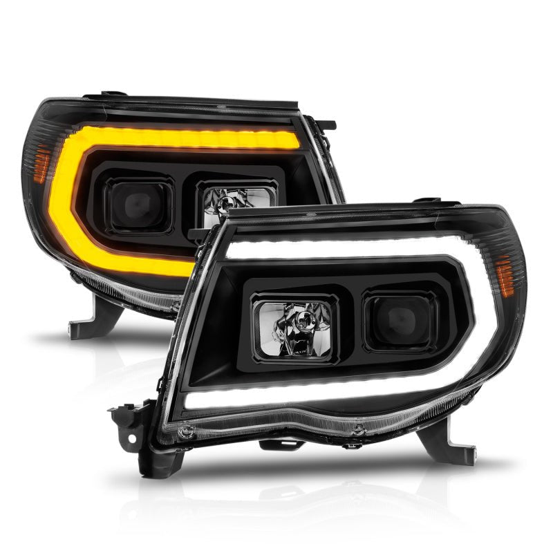 ANZO 05-11 Toyota Tacoma Projector Headlights w/Light Bar Switchback Black Housing ANZO ANZ111564