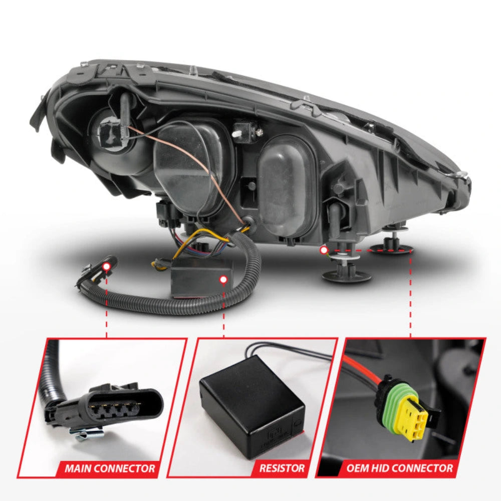 ANZO ANZO 05-13 Chevrolet Corvette Projector Headlights w/switchback & Sequential LED - Black Amber