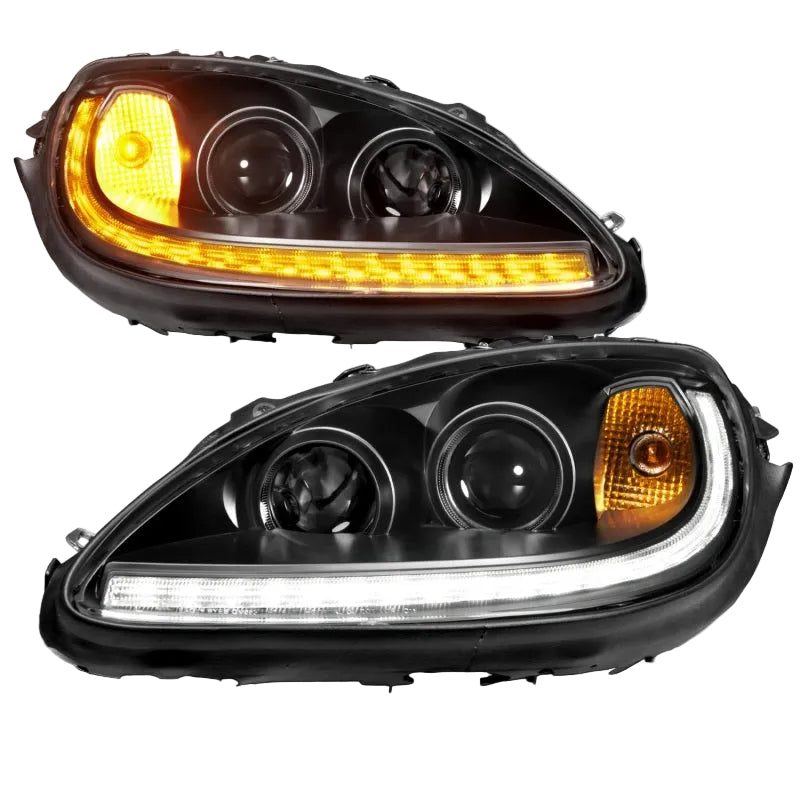 ANZO ANZO 05-13 Chevrolet Corvette Projector Headlights w/switchback & Sequential LED - Black Amber