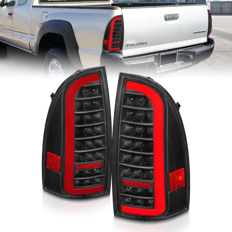 ANZO 05-15 Toyota Tacoma Full LED Tail Lights w/Light Bar Sequential Black Housing Clear Lens ANZO ANZ311427