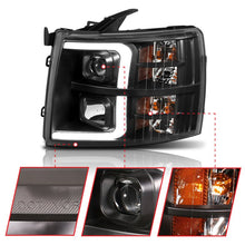 Load image into Gallery viewer, ANZO 07-13 Chevrolet Silverado 1500 Plank Style Projector Headlights Black w/ Amber ANZO ANZ111410