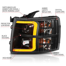 Load image into Gallery viewer, ANZO 07-13 Chevrolet Silverado 1500 Plank Style Projector Headlights Black w/ Amber ANZO ANZ111410