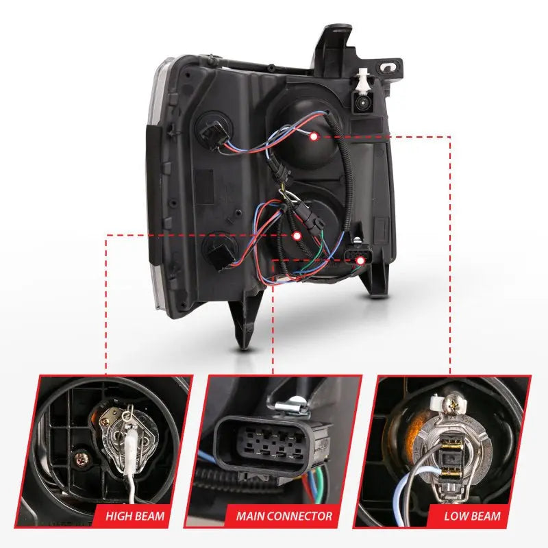 ANZO 07-13 Chevrolet Silverado 3500 Projector Headlights - Black Amber ANZO ANZ111480