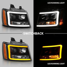 Load image into Gallery viewer, ANZO 07-14 Chevy Tahoe Projector Headlights w/ Plank Style Design Black w/ Amber ANZO ANZ111402