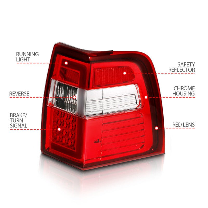 ANZO 07-17 For Expedition LED Taillights w/ Light Bar Chrome Housing Red/Clear Lens - Black Ops Auto Works
