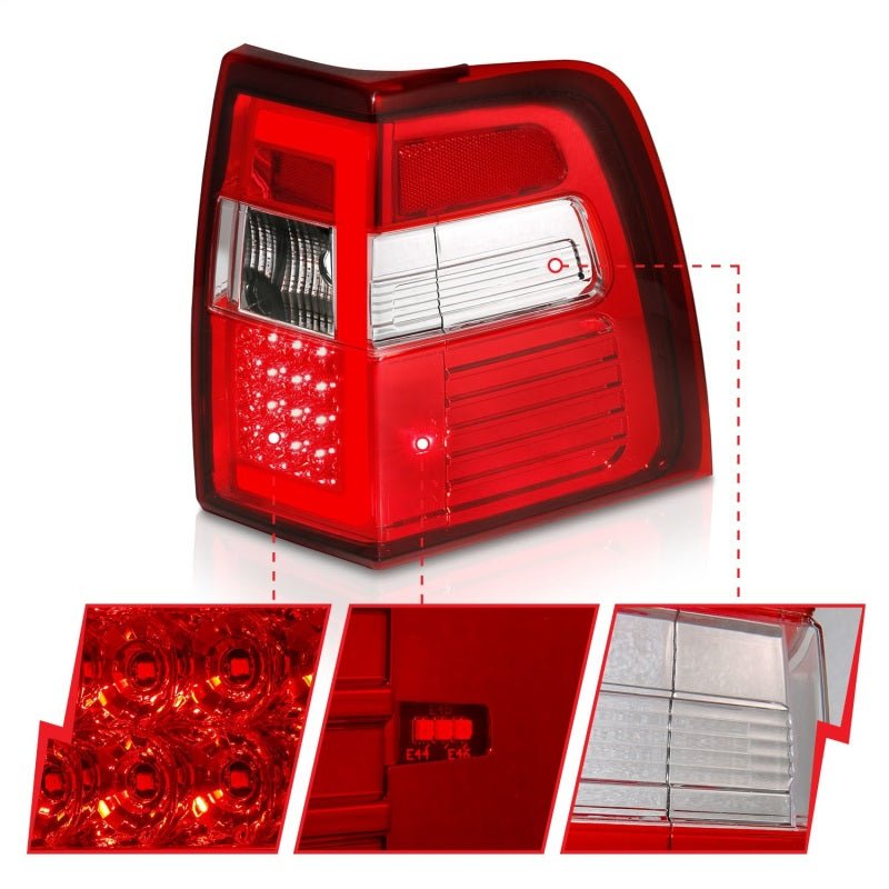 ANZO 07-17 For Expedition LED Taillights w/ Light Bar Chrome Housing Red/Clear Lens - Black Ops Auto Works