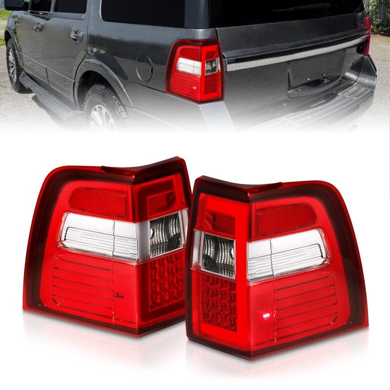 ANZO 07-17 For Expedition LED Taillights w/ Light Bar Chrome Housing Red/Clear Lens - Black Ops Auto Works