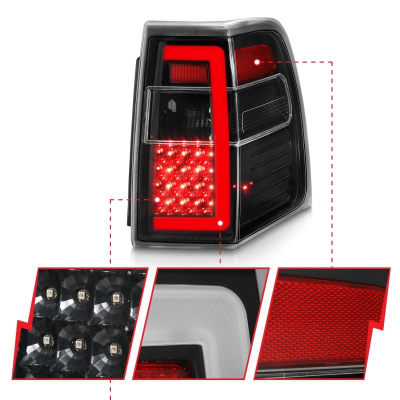 ANZO 07-17 Ford Expedition LED Taillights w/ Light Bar Black Housing Clear Lens - Black Ops Auto Works
