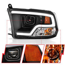 Load image into Gallery viewer, ANZO 09-18 Dodge Ram 1500 Plank Style Projector Headlights Black w/ Halo ANZO ANZ111404