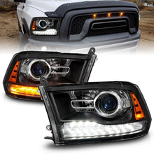 Load image into Gallery viewer, ANZO 09-18 Dodge Ram 1500/2500/3500 LED Plank Style Headlights Switchback + Sequential - Matte Black ANZO ANZ111609