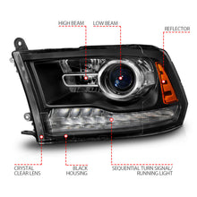 Load image into Gallery viewer, ANZO 09-18 Dodge Ram 1500/2500/3500 LED Plank Style Headlights Switchback + Sequential - Matte Black ANZO ANZ111609