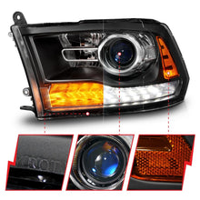 Load image into Gallery viewer, ANZO 09-18 Dodge Ram 1500/2500/3500 LED Plank Style Headlights Switchback + Sequential - Matte Black ANZO ANZ111609