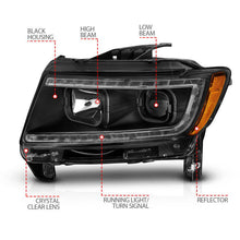 Load image into Gallery viewer, ANZO 11-13 Jeep Grand Cherokee (Factory Halogen Only) Projector Headlights w/Light Bar Swtchbk Black ANZO ANZ111568