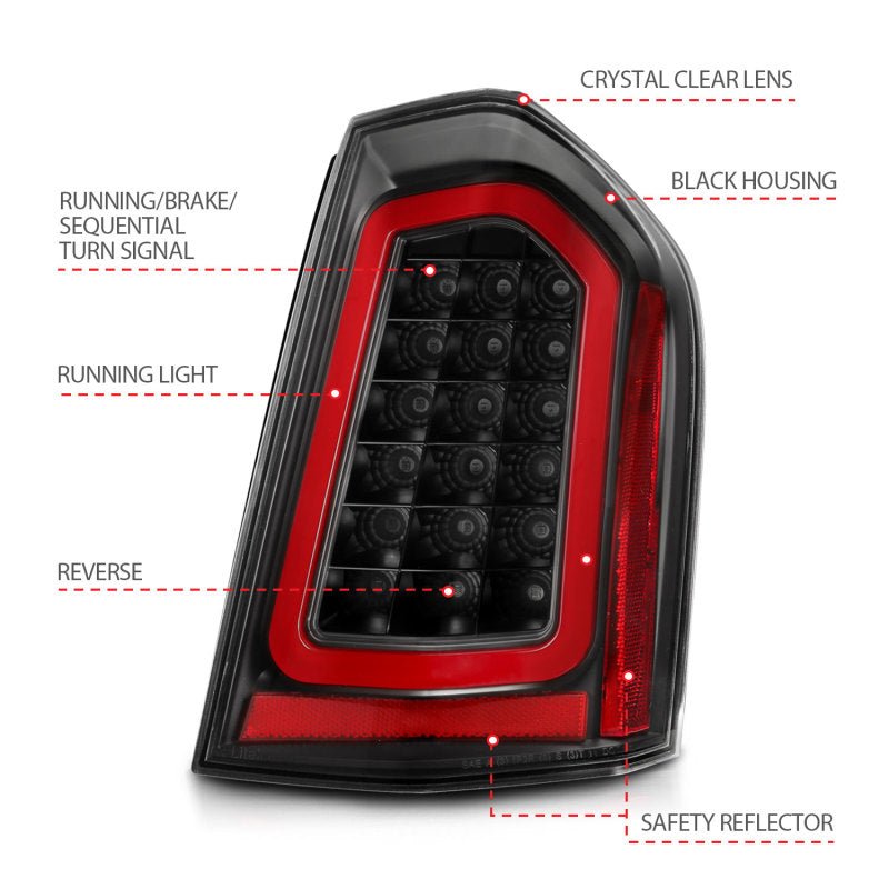 ANZO 11-14 Chrysler 300 LED Taillights Black w/ Sequential ANZO ANZ321343