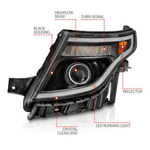 Load image into Gallery viewer, ANZO 11-15 Ford Explorer (w/Factory Halogen HL Only) Projector Headlights w/Light Bar Black Housing ANZO ANZ111575